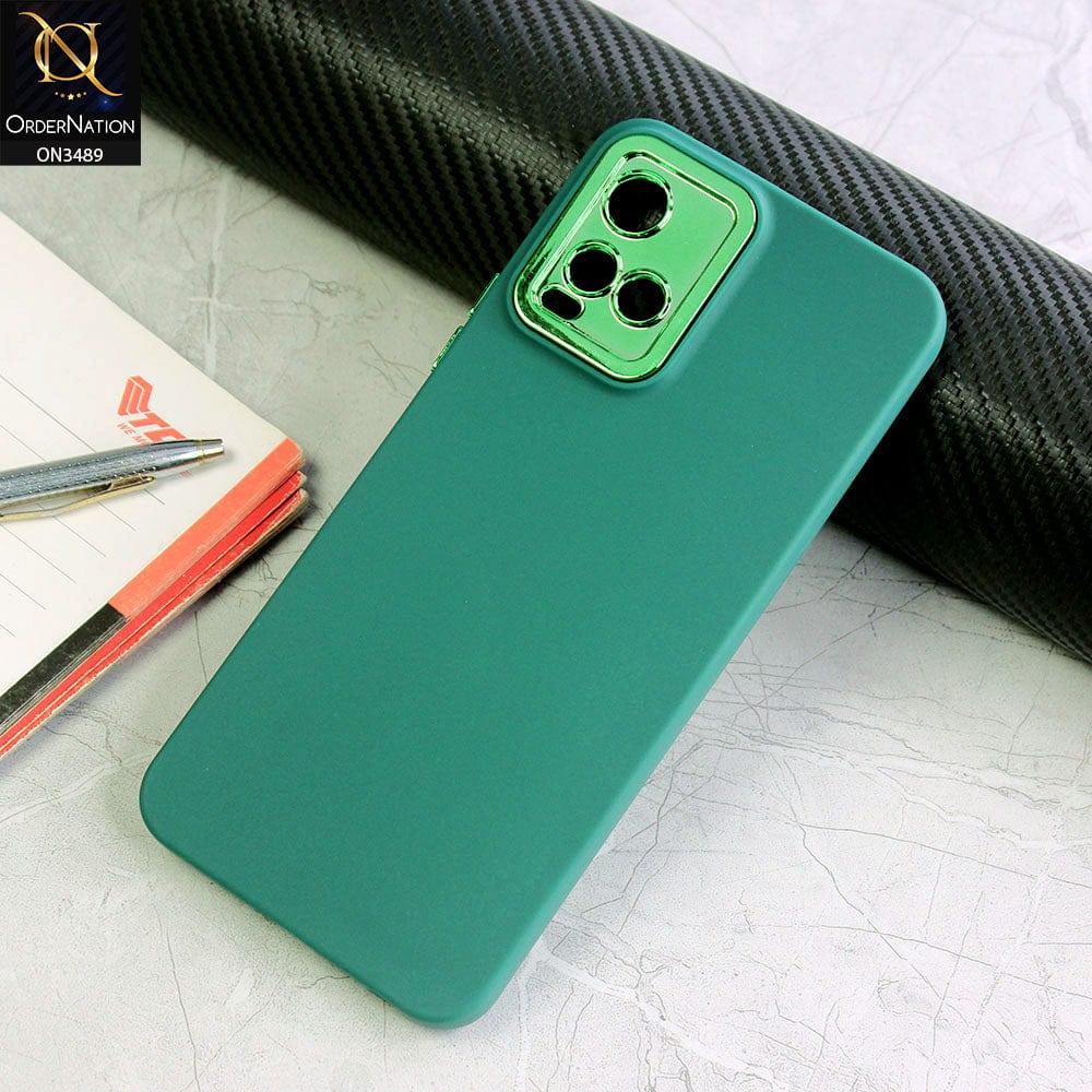 Vivo Y21e Cover - Green - Rubberized Tpu+Pc Anti Scratch Shiny Camera Lens Protection Soft Case
