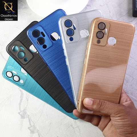 Samsung Galaxy A13 Cover - Black - Metal Brush Pattern Soft Silicon Tpu Case With Camera Lens Protection
