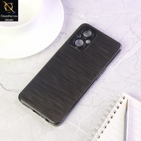 Oppo F21 Pro 5G Cover - Black - Metal Brush Pattern Soft Silicon Tpu Case With Camera Lens Protection