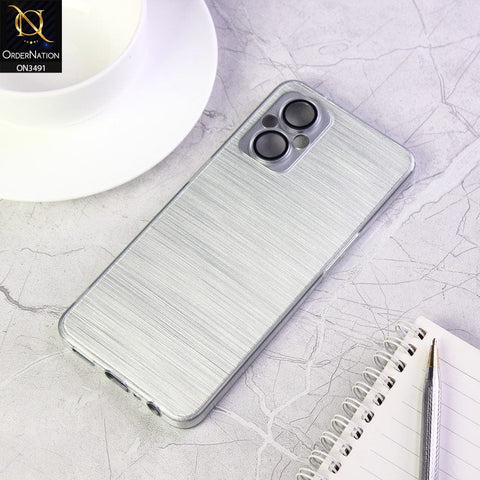 Oppo F21 Pro 5G Cover - Gray - Metal Brush Pattern Soft Silicon Tpu Case With Camera Lens Protection