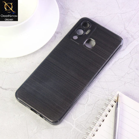 Infinix Hot 12i Cover - black - Metal Brush Pattern Soft Silicon Tpu Case With Camera Lens Protection