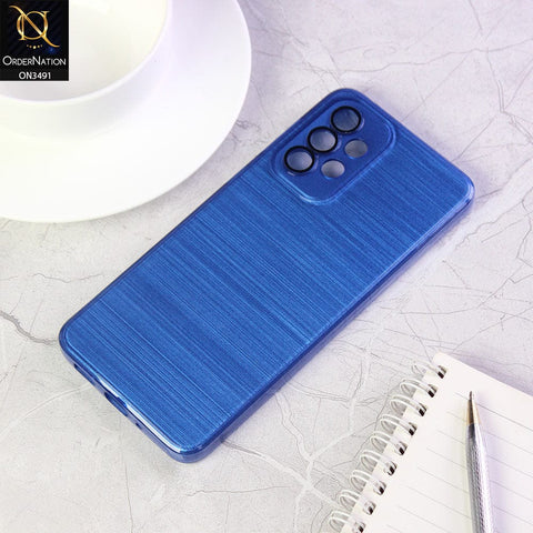 Samsung Galaxy A33 5G Cover - Blue - Metal Brush Pattern Soft Silicon Tpu Case With Camera Lens Protection