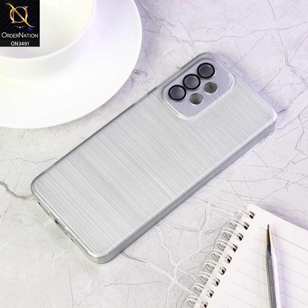 Samsung Galaxy A53 5G Cover - Gray - Metal Brush Pattern Soft Silicon Tpu Case With Camera Lens Protection