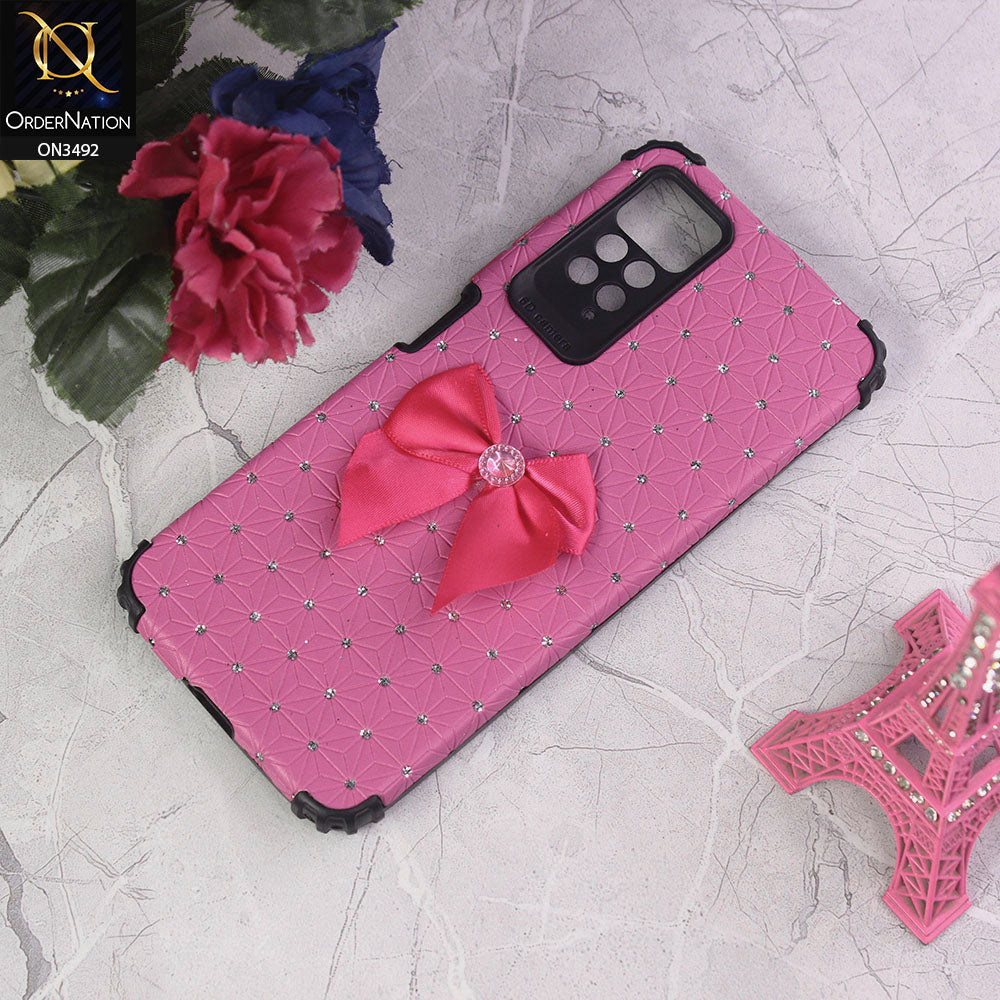 Xiaomi Redmi Note 11 Pro Cover - Margenta - New Girlish Look Rhime Stone With Bow Camera Protection Soft Case