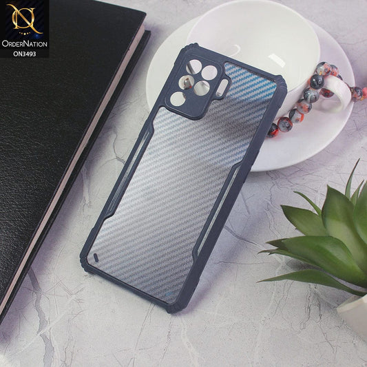 Oppo F19 Pro Cover - Blue - Hybrid Carbon Fiber With Camera Protection Soft Case