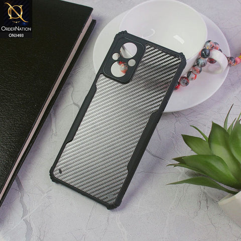 Oppo Reno 7 Lite Cover - Black - Hybrid Carbon Fiber With Camera Protection Soft Case