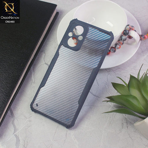 Oppo Reno 7 Lite Cover - Blue - Hybrid Carbon Fiber With Camera Protection Soft Case