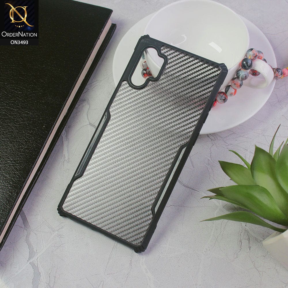 Samsung Galaxy Note 10 Plus Cover - Black - Hybrid Carbon Fiber With Camera Protection Soft Case