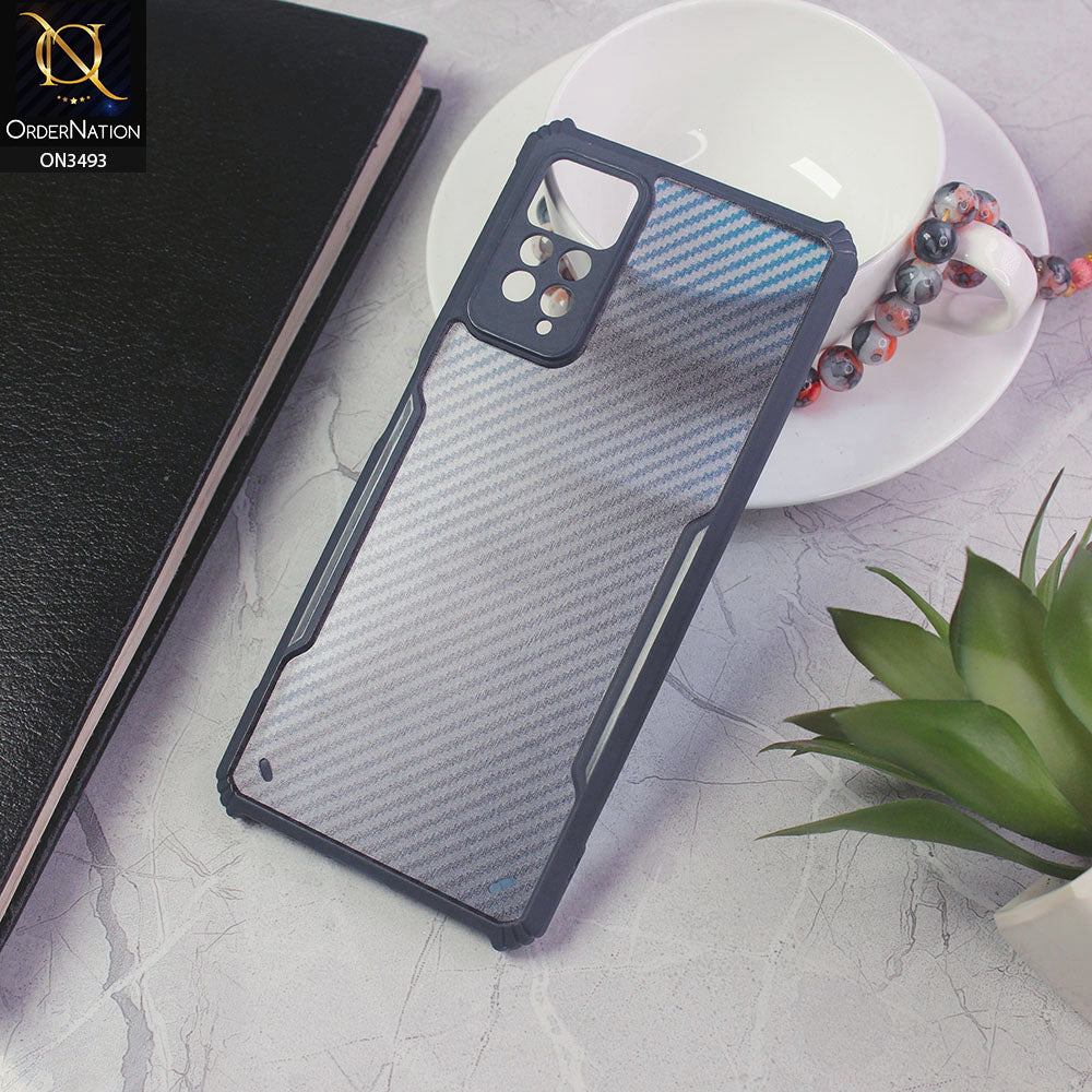 Xiaomi Redmi Note 11 Pro Cover - Blue - Hybrid Carbon Fiber With Camera Protection Soft Case