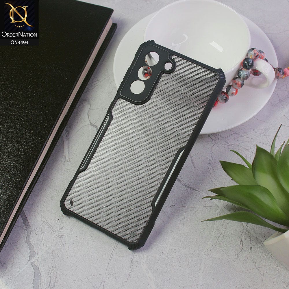 Samsung Galaxy S21 FE 5G Cover - Black - Hybrid Carbon Fiber With Camera Protection Soft Case