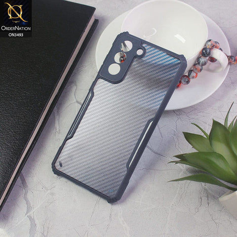 Samsung Galaxy S21 FE 5G Cover - Blue - Hybrid Carbon Fiber With Camera Protection Soft Case