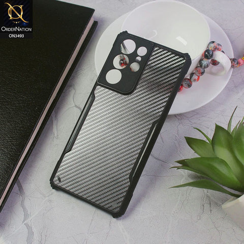 Samsung Galaxy S21 Ultra 5G Cover - Black - Hybrid Carbon Fiber With Camera Protection Soft Case