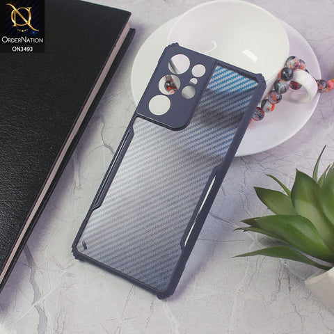 Samsung Galaxy S22 Ultra 5G Cover - Blue - Hybrid Carbon Fiber With Camera Protection Soft Case