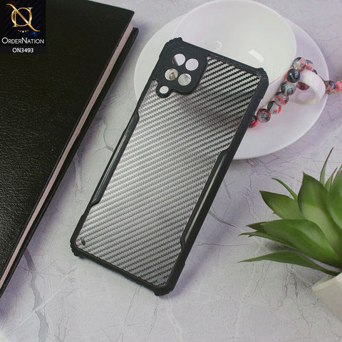 Samsung Galaxy A12 Nacho Cover - Black - Hybrid Carbon Fiber With Camera Protection Soft Case