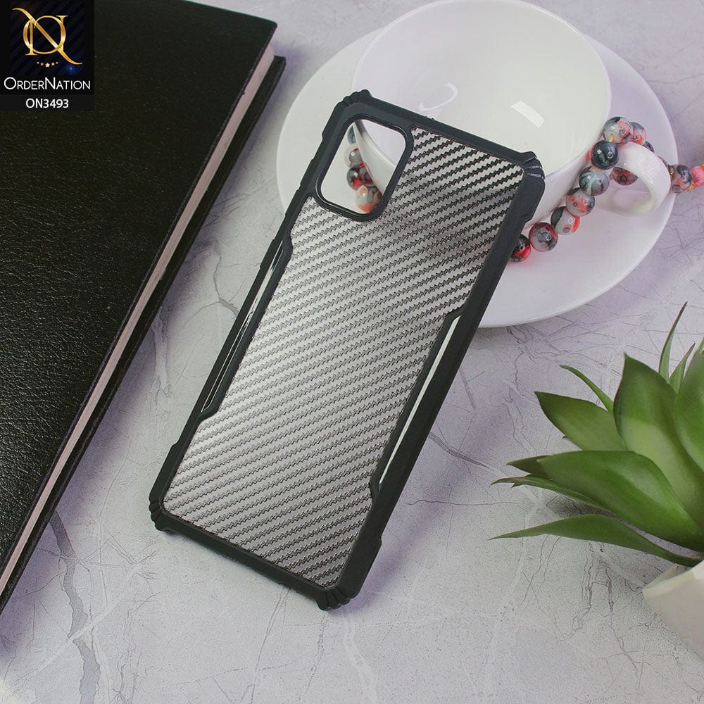 Samsung Galaxy A31 Cover - Black - Hybrid Carbon Fiber With Camera Protection Soft Case