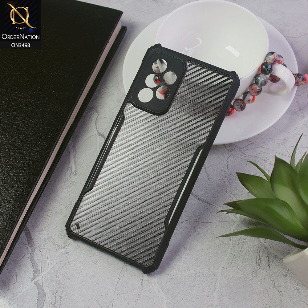 Samsung Galaxy A32 Cover - Black - Hybrid Carbon Fiber With Camera Protection Soft Case