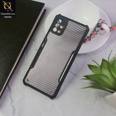 Samsung Galaxy A51 Cover - Black - Hybrid Carbon Fiber With Camera Protection Soft Case