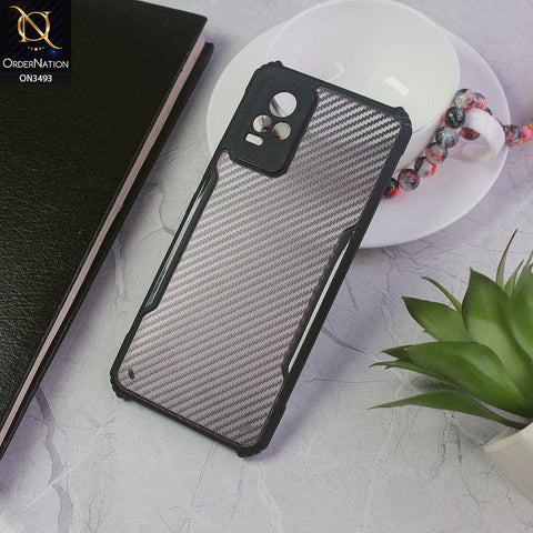 Vivo V21e Cover - Black - Hybrid Carbon Fiber With Camera Protection Soft Case