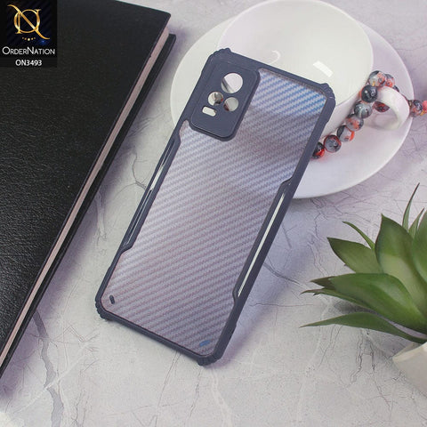 Vivo V21e Cover - Blue - Hybrid Carbon Fiber With Camera Protection Soft Case