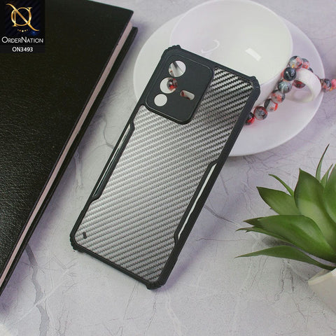 Vivo V23 5G Cover - Black - Hybrid Carbon Fiber With Camera Protection Soft Case