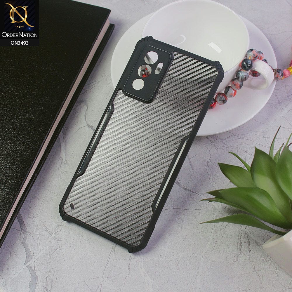 Vivo V23e 5G Cover - Black - Hybrid Carbon Fiber With Camera Protection Soft Case
