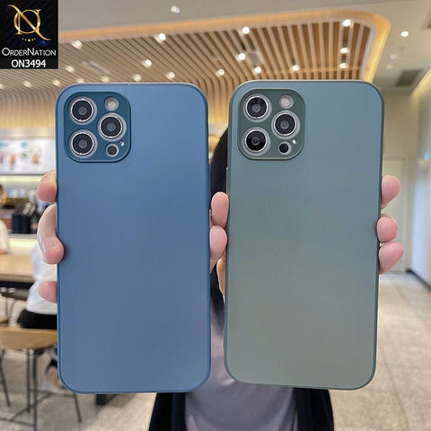 iPhone 13 Pro Max Cover - Sierra Blue - AG Frosted Glass Soft Silicone Border Case With Camera Protection