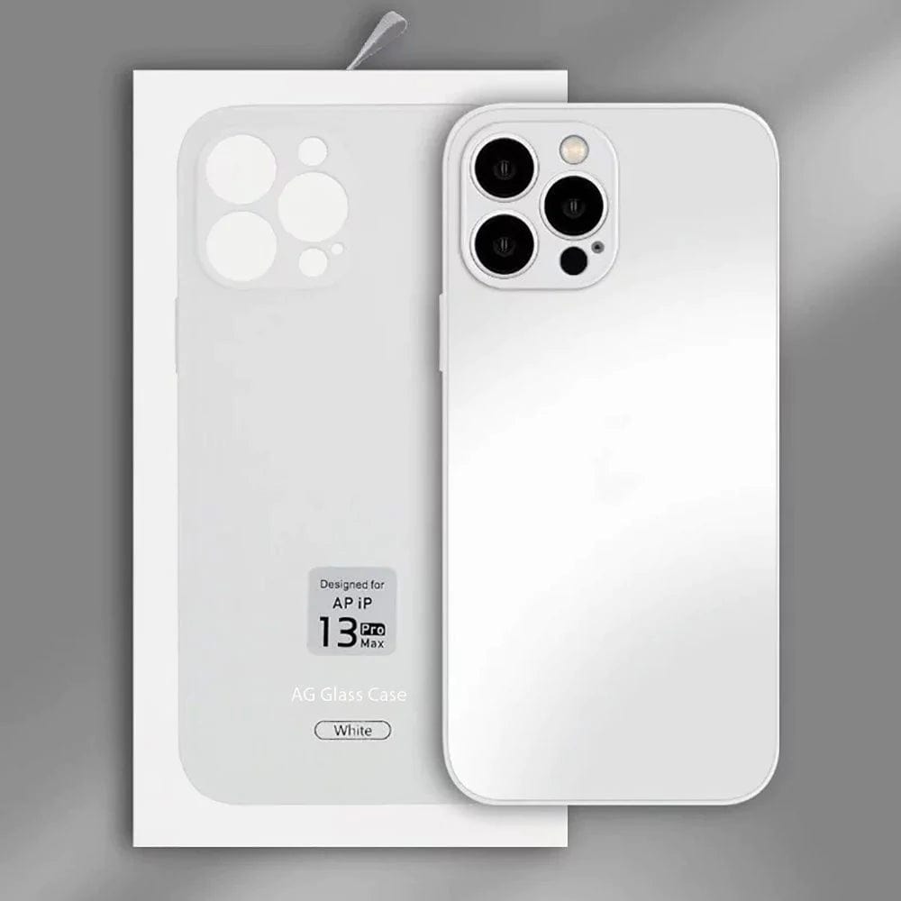 iPhone 12 Pro Max Cover - White - AG Frosted Glass Soft Silicone Border Case With Camera Protection