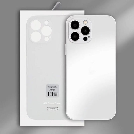 iPhone 13 Pro Max Cover - White - AG Frosted Glass Soft Silicone Border Case With Camera Protection