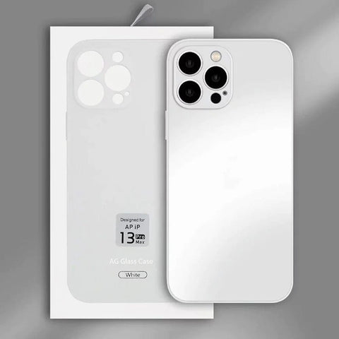 iPhone 12 Pro Max Cover - White - AG Frosted Glass Soft Silicone Border Case With Camera Protection