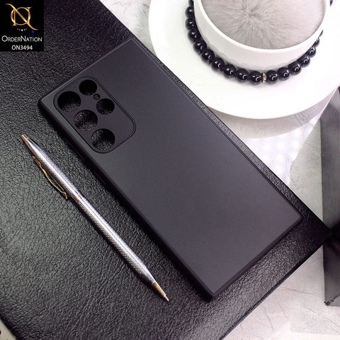 Samsung Galaxy S22 Ultra 5G Cover - Black - AG Frosted Glass Soft Silicone Border Case With Camera Protection