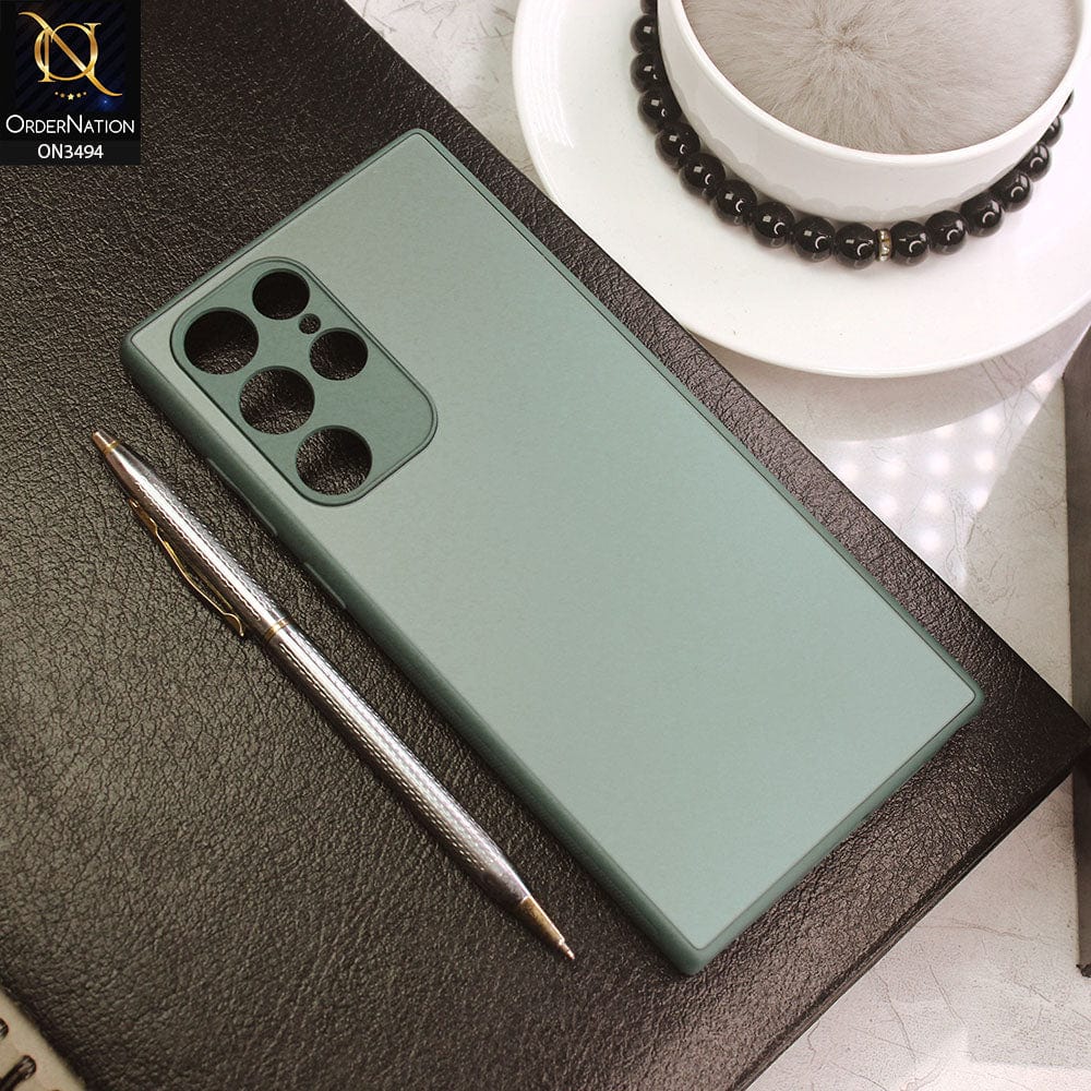 Samsung Galaxy S22 Ultra 5G Cover - Sierra Blue - AG Frosted Glass Soft Silicone Border Case With Camera Protection