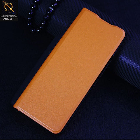 Samsung Galaxy Z Fold 3 5G Cover - Mustard - New Antimicrobial Coating Leather Flip Cover With S Pen Holder