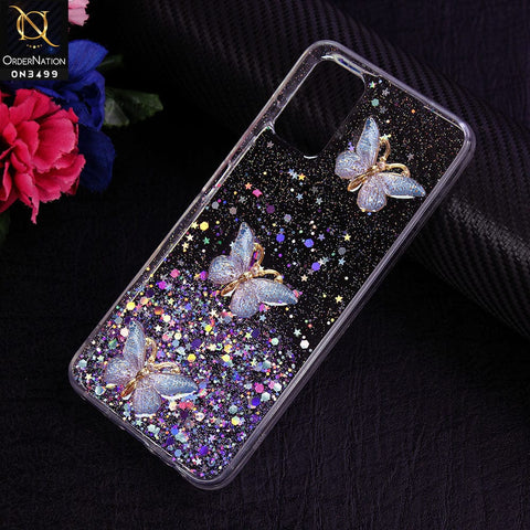 Samsung Galaxy A02s Cover - Design 1 - Shiny Butterfly Glitter Bling Soft Case (Glitter does not move)