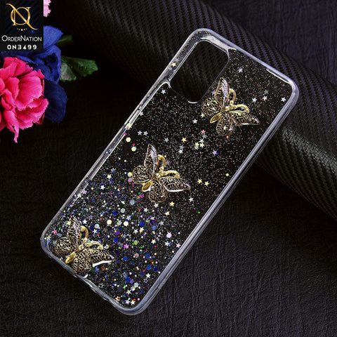 Samsung Galaxy A03s Cover - Design 2 - Shiny Butterfly Glitter Bling Soft Case (Glitter does not move)