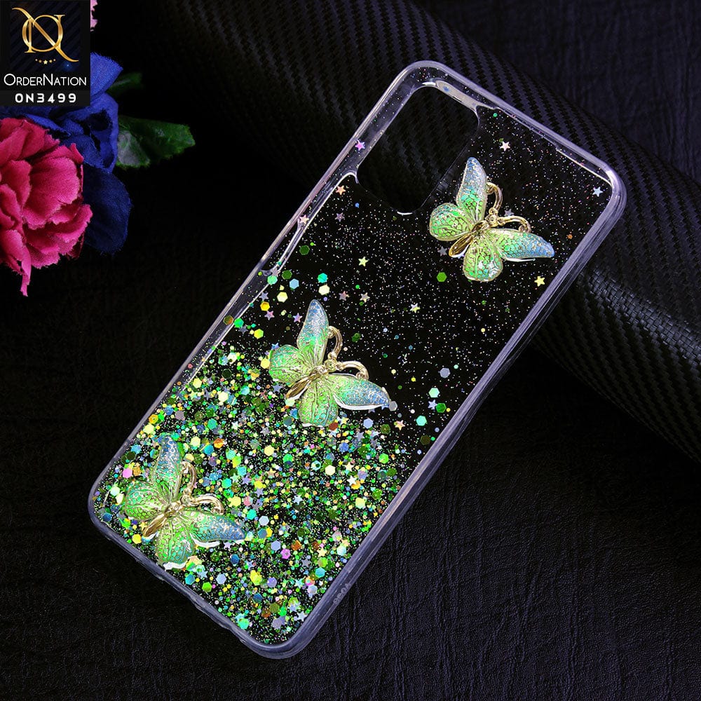 Samsung Galaxy A02s Cover - Design 3 - Shiny Butterfly Glitter Bling Soft Case (Glitter does not move)