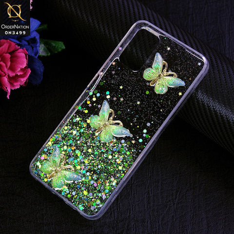 Samsung Galaxy A02s Cover - Design 3 - Shiny Butterfly Glitter Bling Soft Case (Glitter does not move)