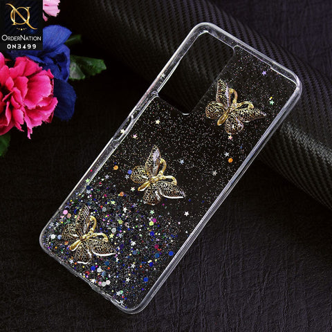 Tecno Camon 18T Cover - Design 2 - Shiny Butterfly Glitter Bling Soft Case (Glitter does not move)