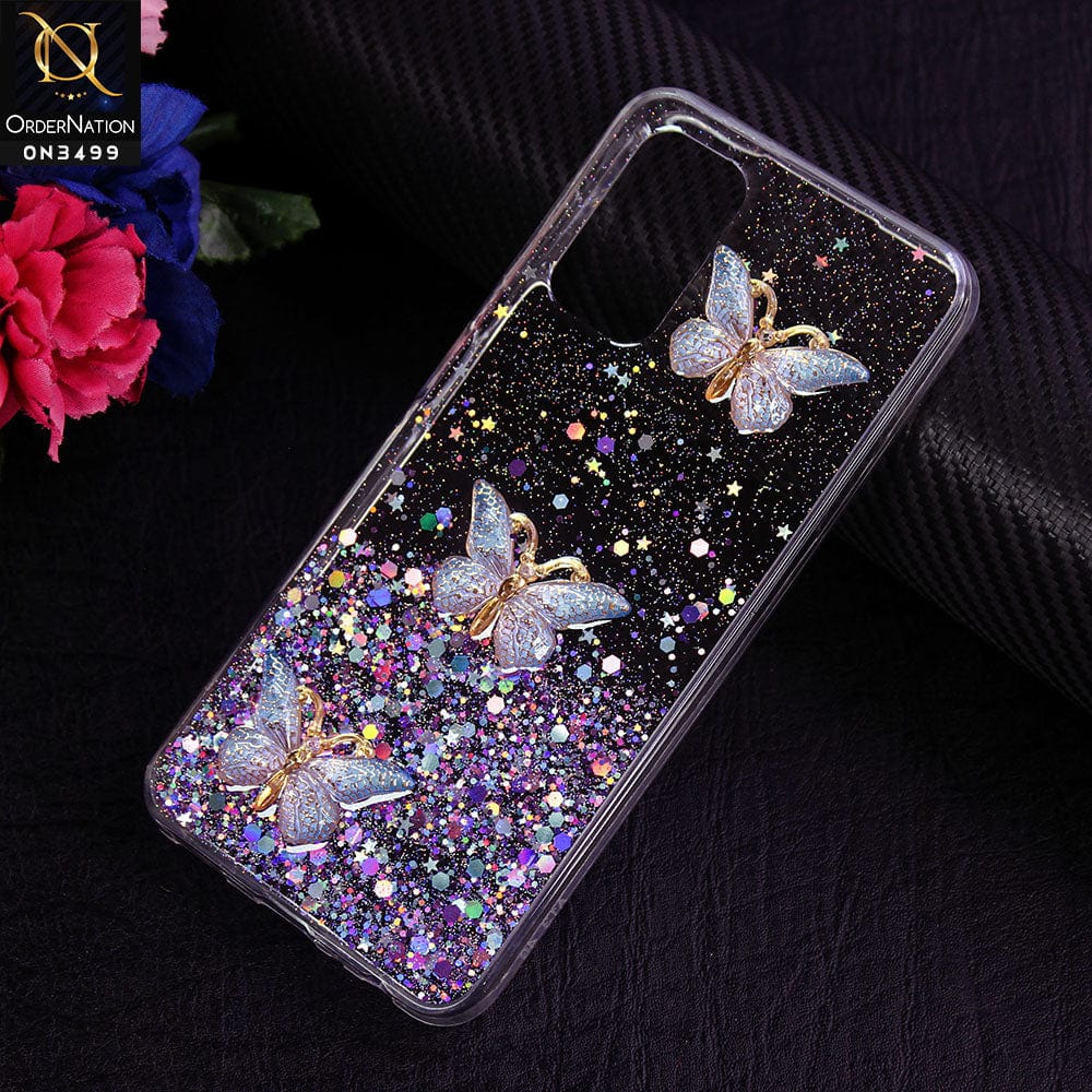Samsung Galaxy A13 Cover - Design 1 - Shiny Butterfly Glitter Bling Soft Case (Glitter does not move)
