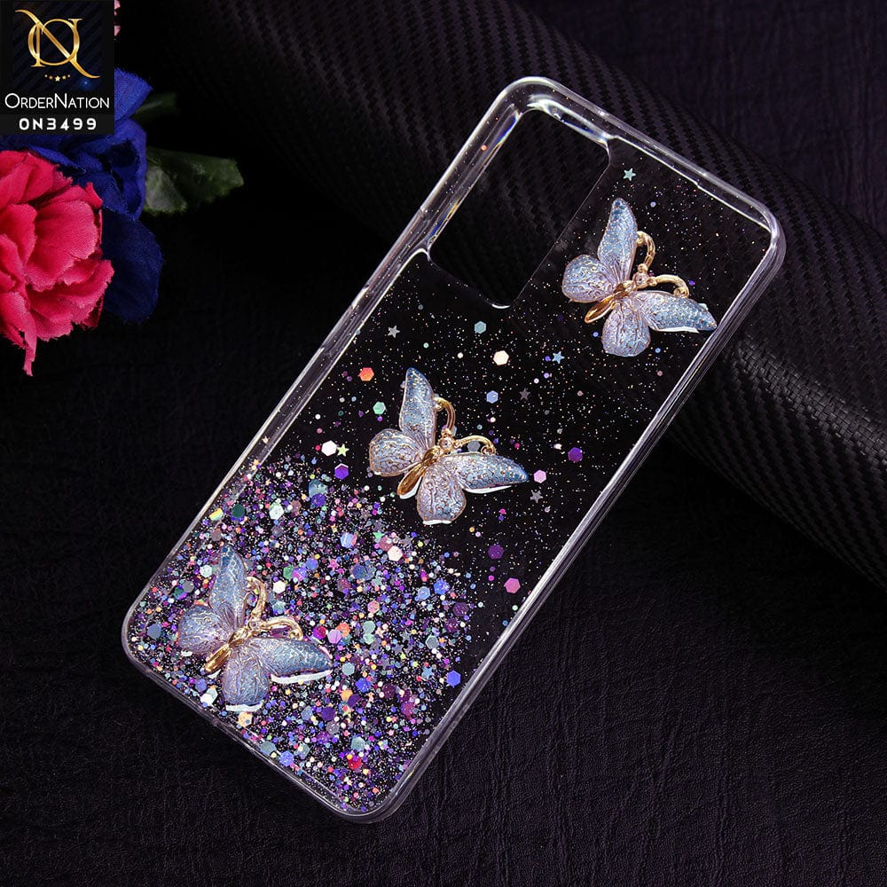 Vivo V23e Cover - Design 1 - Shiny Butterfly Glitter Bling Soft Case (Glitter does not move)