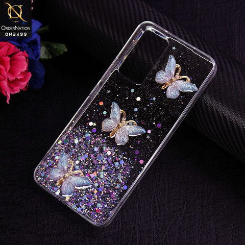 Vivo S10e Cover - Design 1 - Shiny Butterfly Glitter Bling Soft Case (Glitter does not move)