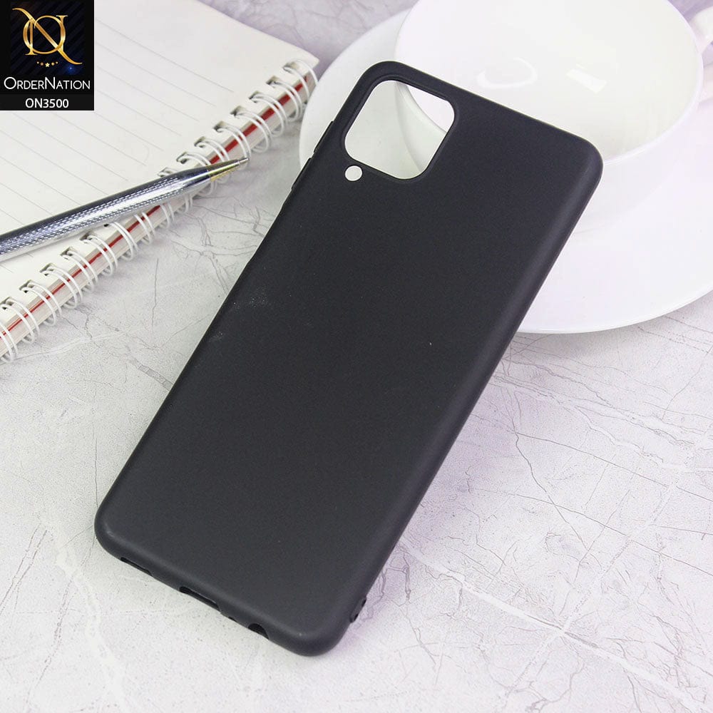 Samsung Galaxy A12 Cover - Black - Soft Silicone Candy Color Matte Look Camera Protection Case