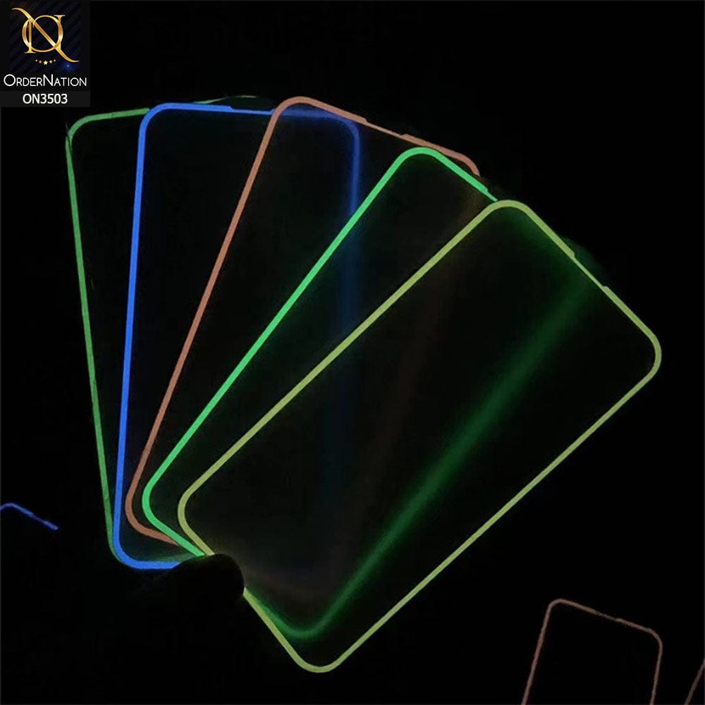 iPhone 12   Protector - Blue - Fluorecent Color Lumionous Tempered Glass Screen Protector