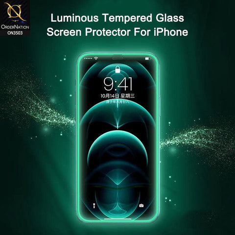 iPhone 12   Protector - Cyan - Fluorecent Color Lumionous Tempered Glass Screen Protector