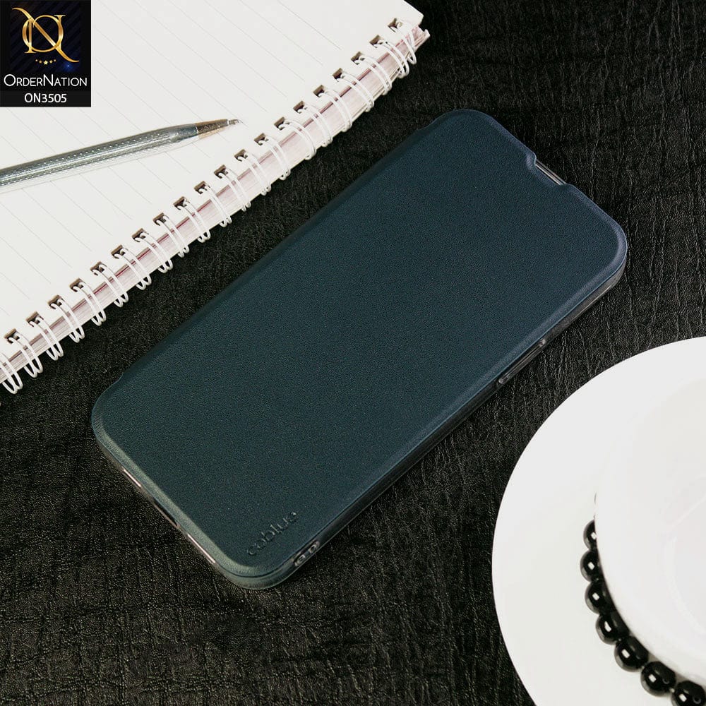 Samsung Galaxy S22 Ultra 5G Cover - Blue - Coblue Leather Flip Book Card Holder Soft Silicon Case