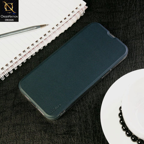 Samsung Galaxy S22 Ultra 5G Cover - Blue - Coblue Leather Flip Book Card Holder Soft Silicon Case