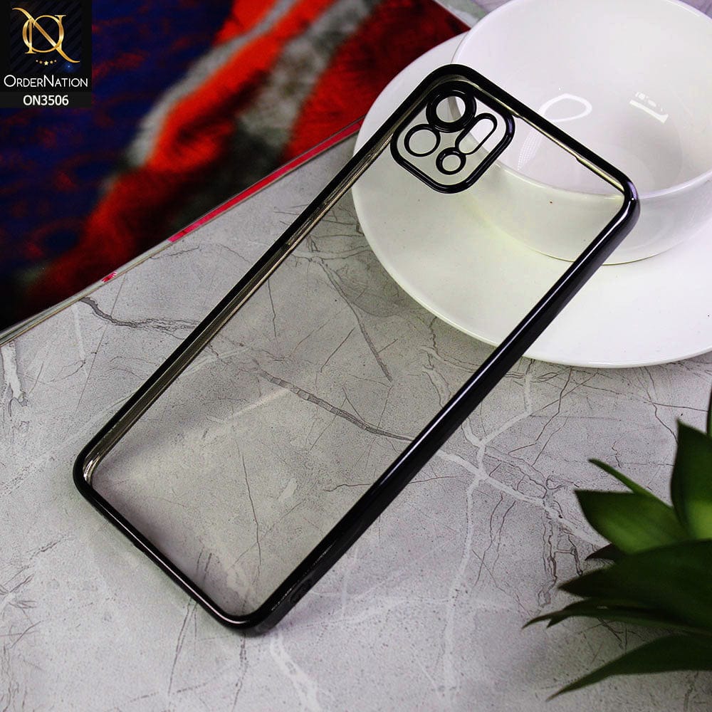 Oppo A16K Cover - Black - Electroplated Shiny Borders Soft Silicone Camera Protection Clear Case