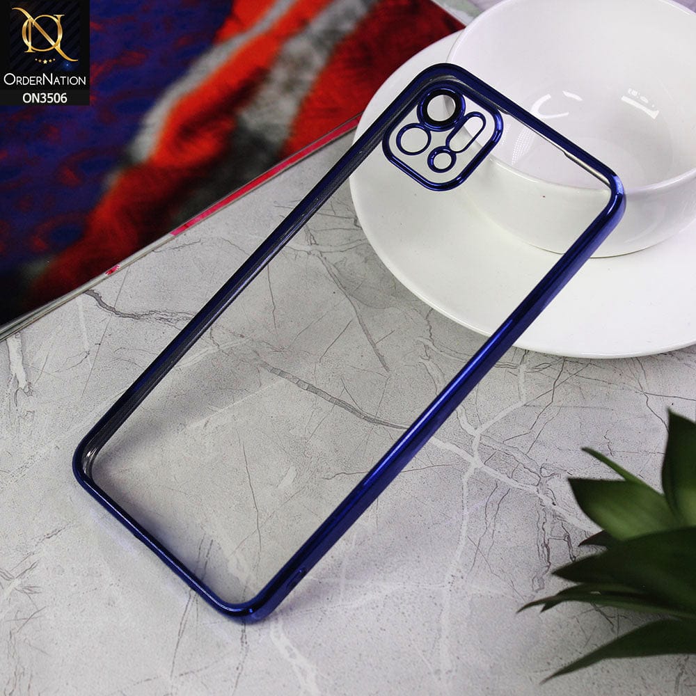 Oppo A16K Cover - Blue - Electroplated Shiny Borders Soft Silicone Camera Protection Clear Case