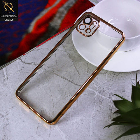 Oppo A16K Cover - Golden - Electroplated Shiny Borders Soft Silicone Camera Protection Clear Case