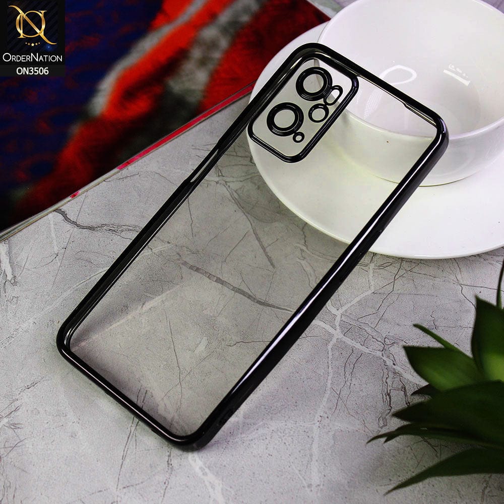 Oppo K10 Cover - Black - Electroplated Shiny Borders Soft Silicone Camera Protection Clear Case
