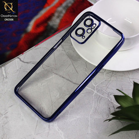 Oppo A96 4G Cover - Blue - Electroplated Shiny Borders Soft Silicone Camera Protection Clear Case